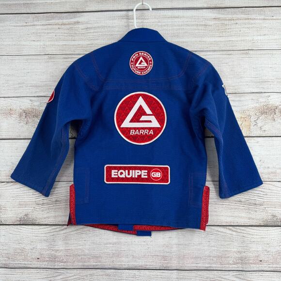 Gracie Barra Equipe Storm Jiu Jitsu Kimono Gi Youth Y3 Blue Red Patched - Picture 2 of 12